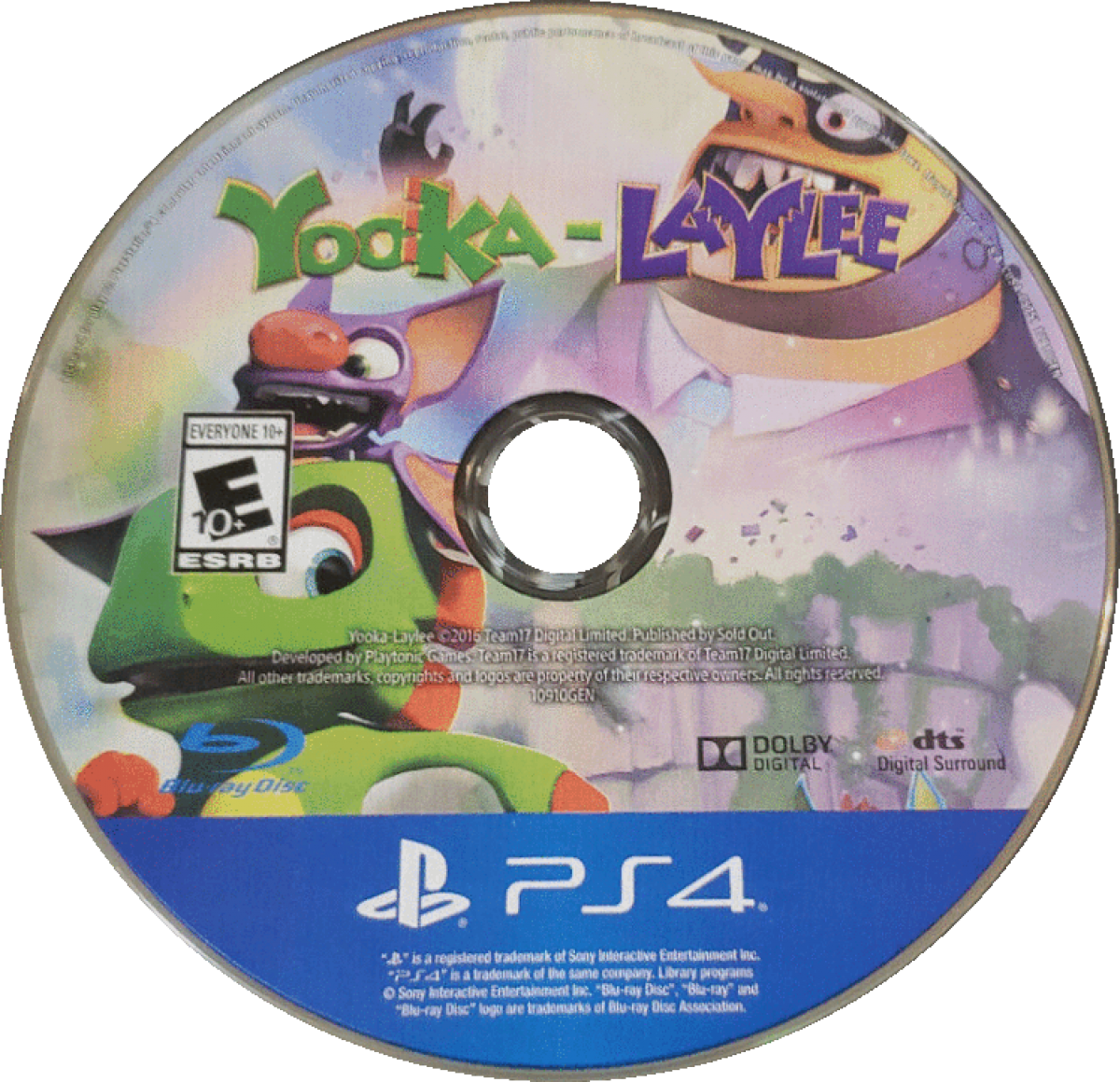Yooka Laylee game featuring colorful 3D platforming gameplay, open world exploration, and a retro-inspired adventure from the creators of Banjo-Kazooie disk