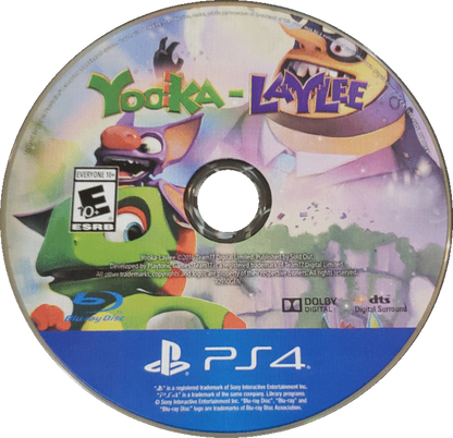 Yooka Laylee game featuring colorful 3D platforming gameplay, open world exploration, and a retro-inspired adventure from the creators of Banjo-Kazooie disk