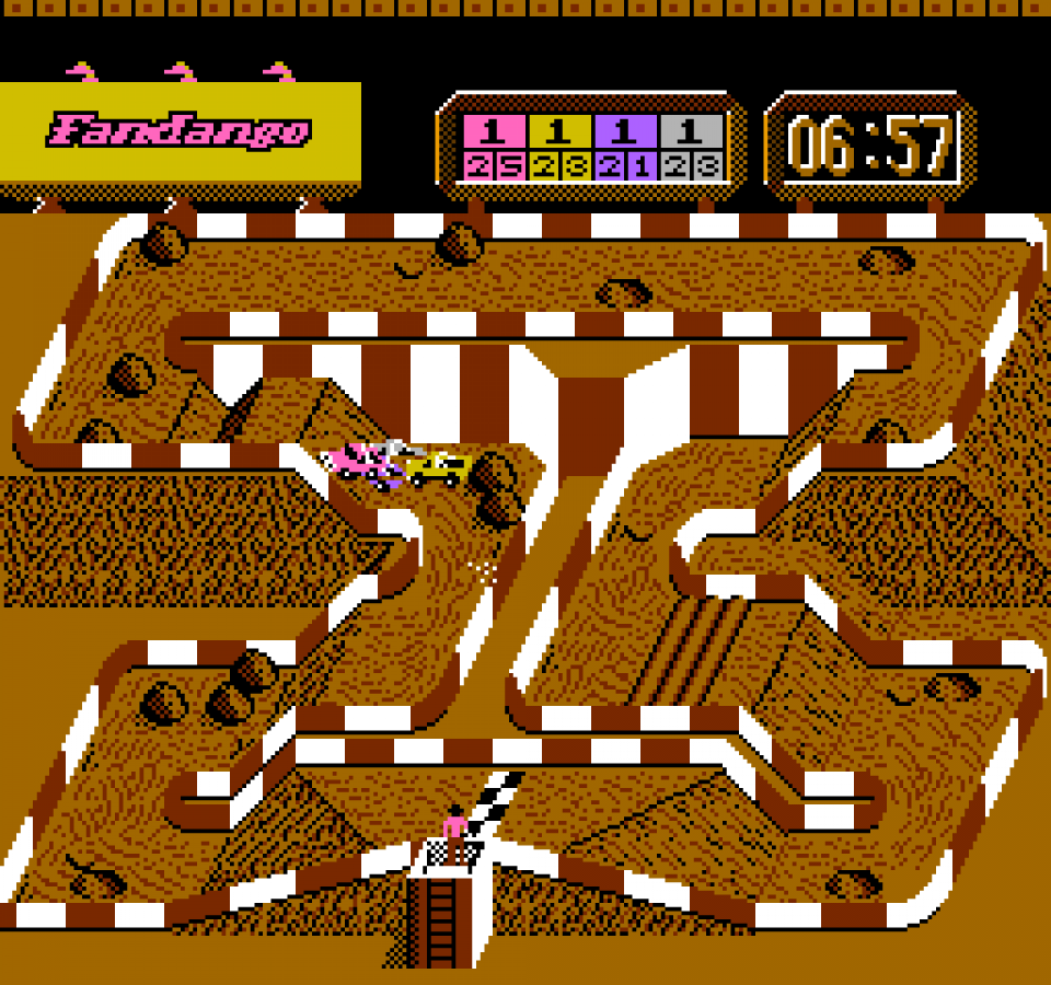 Super Off Road retro NES video game Super Off Road arcade racing off road trucks multiplayer competitive gameplay classic racing action console title Nintendo Entertainment System release gameplay