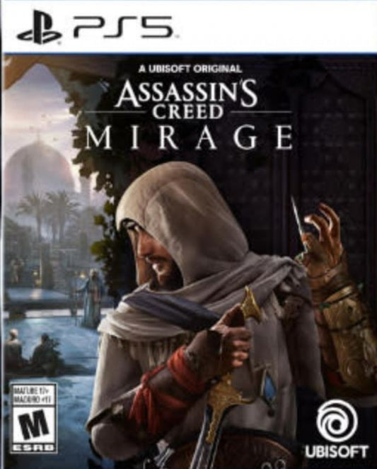 Assassin’s Creed Mirage PS5 game featuring stealth-focused action, parkour-based exploration, and a story-driven return to classic Assassin’s Creed gameplay on PlayStation 5 front cover