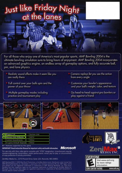 AMF Bowling 2004 back cover art for Xbox (XBOX) video game
