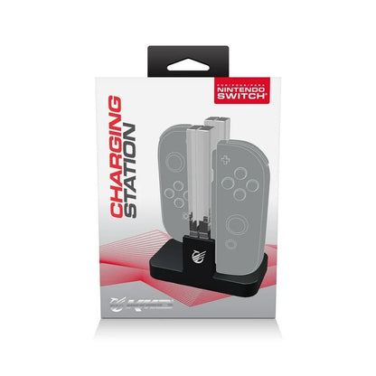 KMD brand Nintendo Switch Joy-Con charging holder station, compact and convenient charging dock for multiple Joy-Con controllers, ensures organized storage and fast charging for uninterrupted gaming sessions