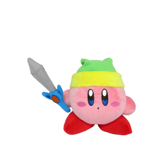 Kirby 5 inch Sword plush Nintendo character soft stuffed toy sword ability Kirby plush collectible cute gaming merchandise pink Kirby with sword retro video game character gift soft toy collectible