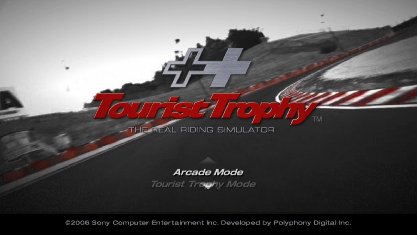 Tourist Trophy – PlayStation 2 (PS2) video game title screen, motorcycle racing simulation.