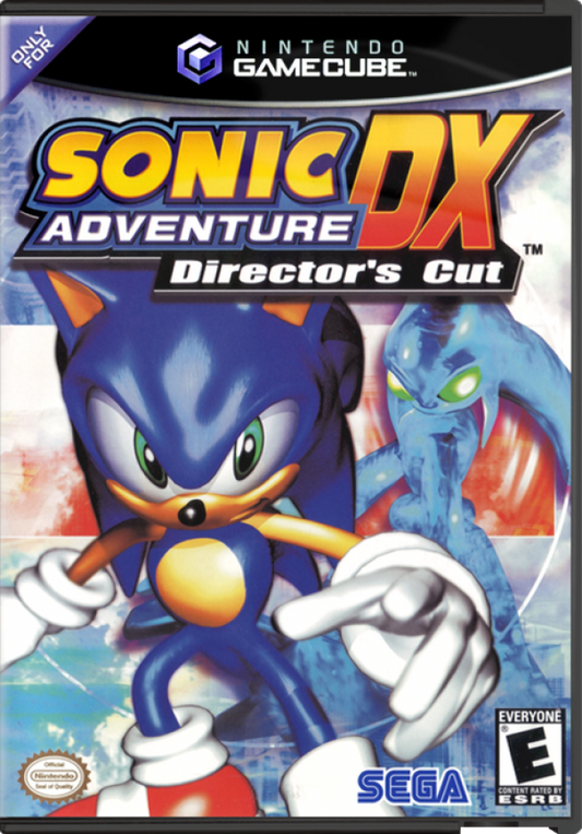 Sonic Adventure DX Director’s Cut GameCube game featuring fast-paced 3D platforming action and classic Sonic gameplay front cover