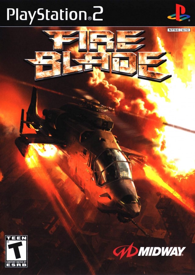 Fire Blade PS2 PlayStation 2 helicopter combat action game aerial shooter military missions arcade flight combat retro video game cover art