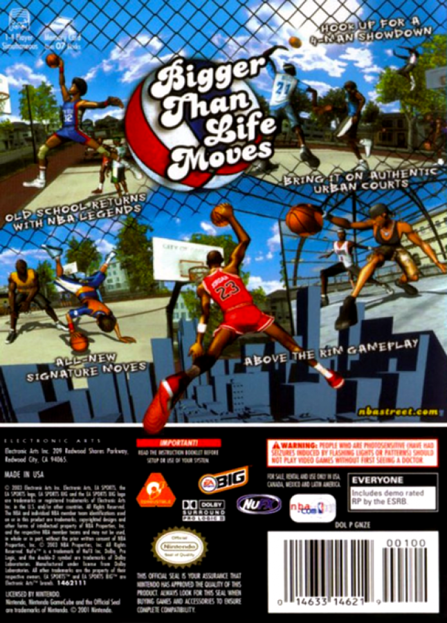 NBA Street Vol. 2 [Player's Choice] back of case for Nintendo GameCube (GC) street basketball video game