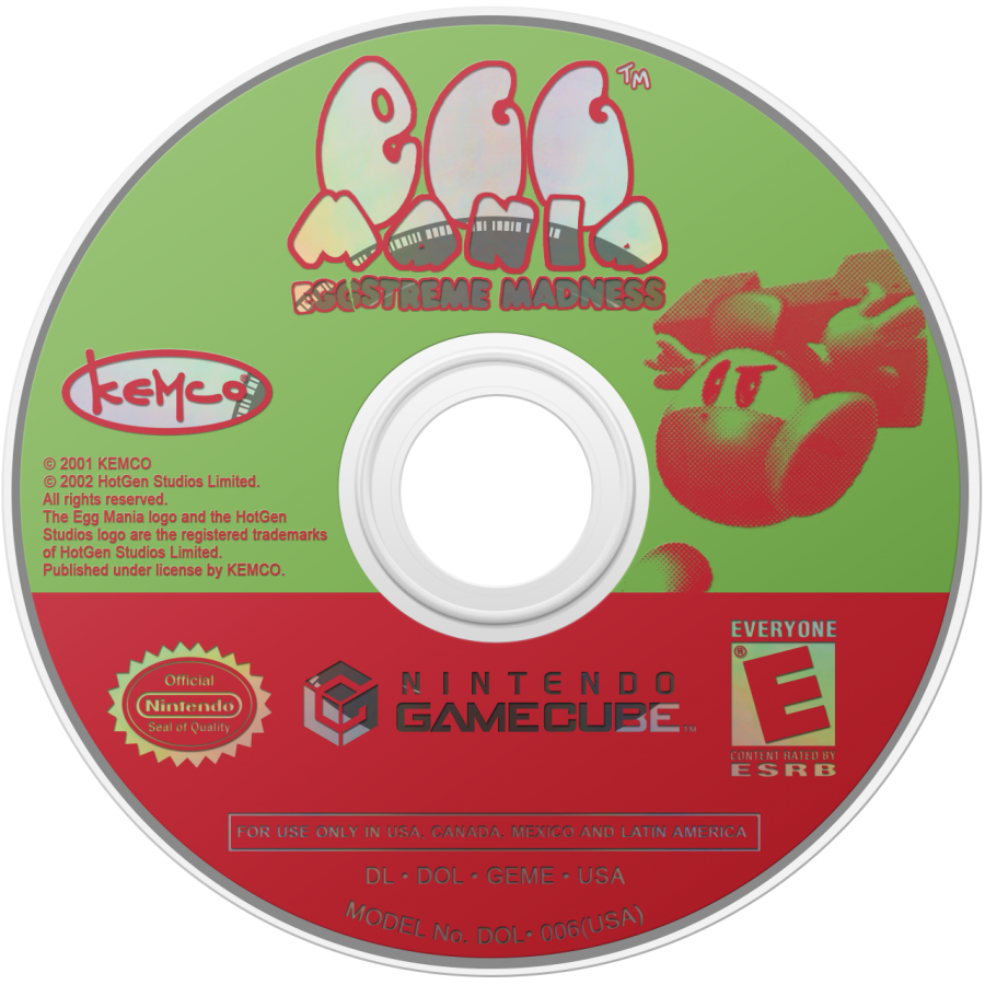 Disc cover Egg Mania Eggstreme Madness GameCube game featuring fast-paced puzzle action gameplay with falling block challenges
