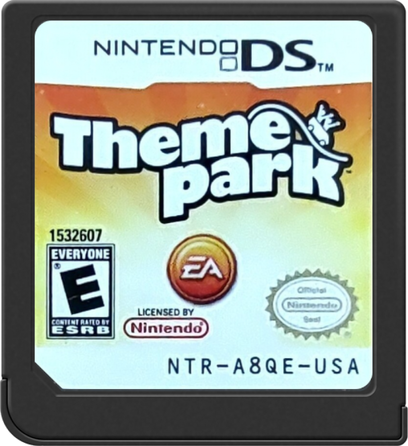 Theme Park Nintendo DS video game, simulation and management, amusement park building and strategy, handheld console title cartridge