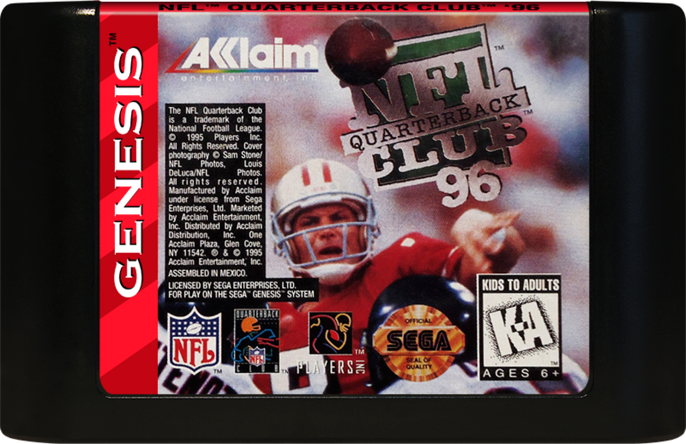 NFL Quarterback Club 96 cartridge for Sega Genesis (GEN) video game
