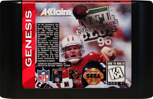 NFL Quarterback Club 96 cartridge for Sega Genesis (GEN) video game