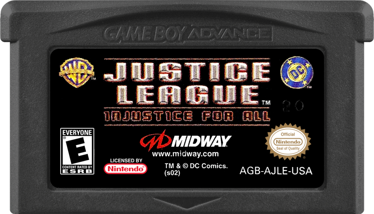 Justice League: Injustice for All game cartridge for Game Boy Advance (GBA) video game