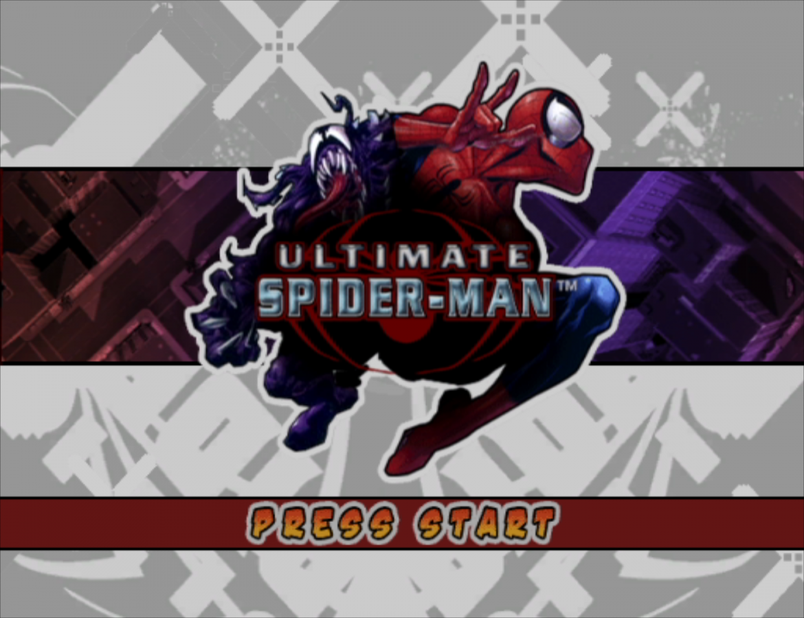 Ultimate Spider-Man start screen for Nintendo GameCube (GC) superhero action adventure video game