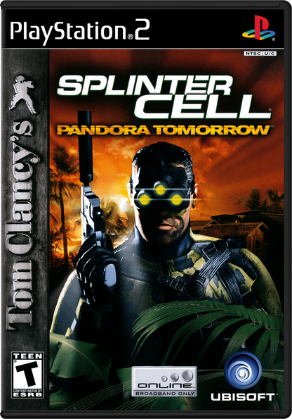 Tom Clancys Splinter Cell Pandora Tomorrow PS2 Sony PlayStation 2 stealth action game Ubisoft tactical espionage gameplay Sam Fisher infiltration stealth mechanics gadgets shadow movement third person stealth missions story driven retro gaming PlayStation 2 software video game title cover art