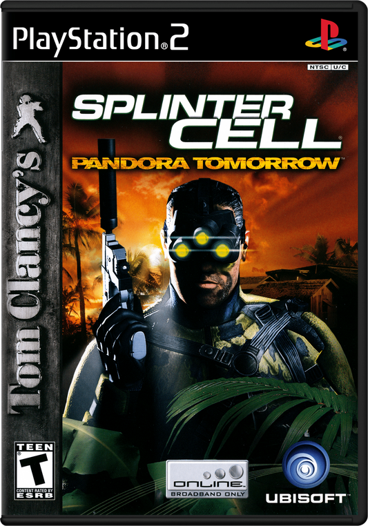 Tom Clancys Splinter Cell Pandora Tomorrow PS2 Sony PlayStation 2 stealth action game Ubisoft tactical espionage gameplay Sam Fisher infiltration stealth mechanics gadgets shadow movement third person stealth missions story driven retro gaming PlayStation 2 software video game title cover art