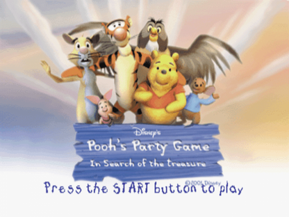 Pooh's Party Game: In Search of the Treasure titlepage for PlayStation 1 (PS1) family party video game