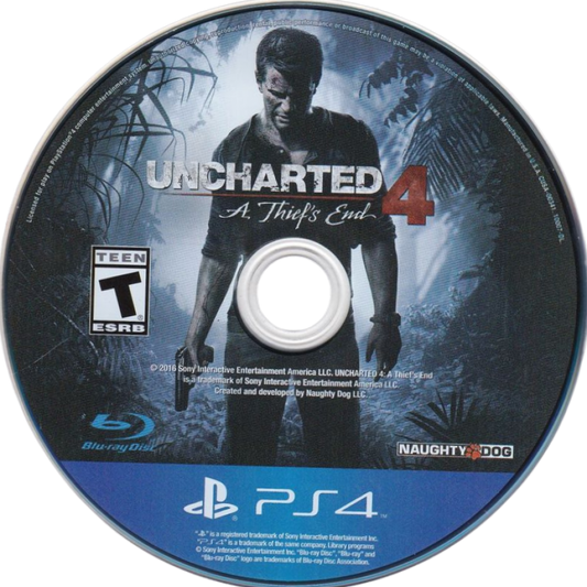 Uncharted 4: A Thief's End [Special Edition] – PlayStation 4 (PS4) video game disc, action-adventure exploration game.