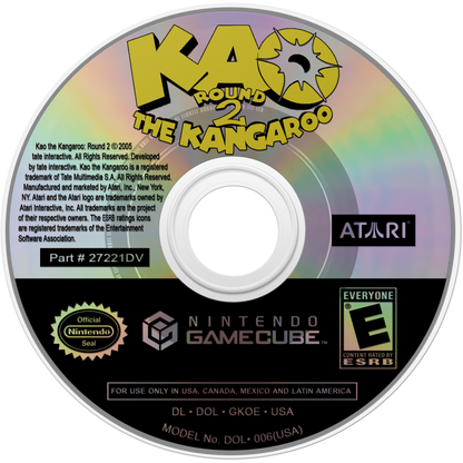 Kao the Kangaroo Round 2 for GameCube featuring colorful 3D platforming action and cartoon style adventure disc 