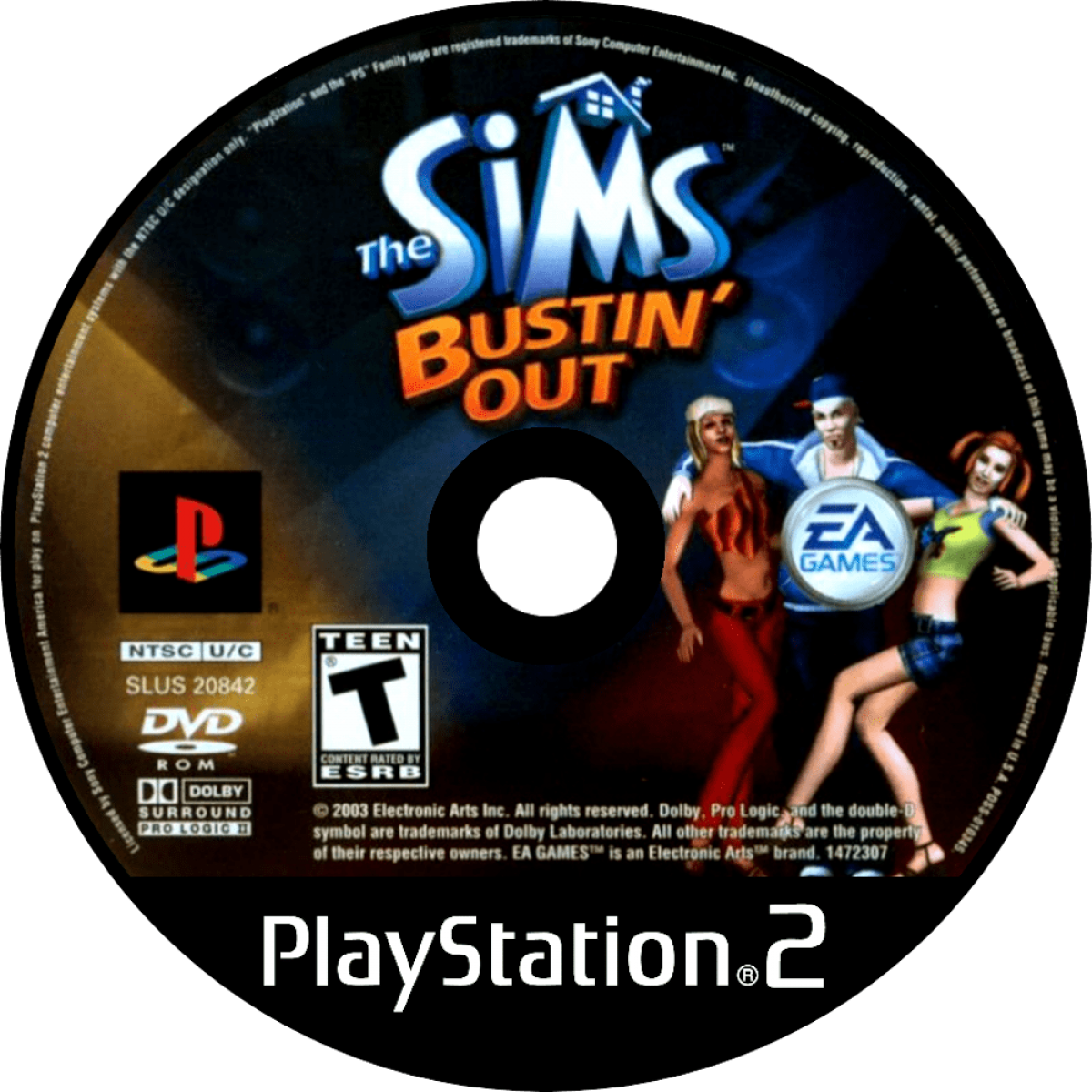 The Sims Bustin Out PS2 Sony PlayStation 2 life simulation game Sims series open world neighborhood exploration career mode character customization social interactions Maxis EA sandbox gameplay retro gaming PlayStation 2 software video game title disc