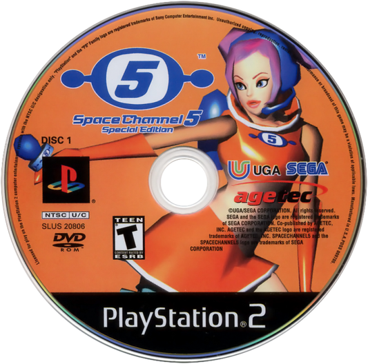 Space Channel 5 Special Edition PlayStation 2 PS2 for rhythm action video game fans featuring musical dance battles stylish retro futuristic visuals Ulala adventure timing based gameplay colorful characters catchy soundtrack Sega classic arcade inspired entertainment collectible gaming appeal disc 1