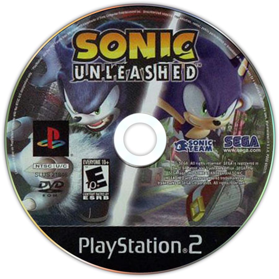 Sonic Unleashed – PlayStation 2 (PS2) video game disc, action-adventure platformer.
