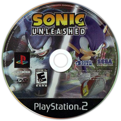 Sonic Unleashed – PlayStation 2 (PS2) video game disc, action-adventure platformer.