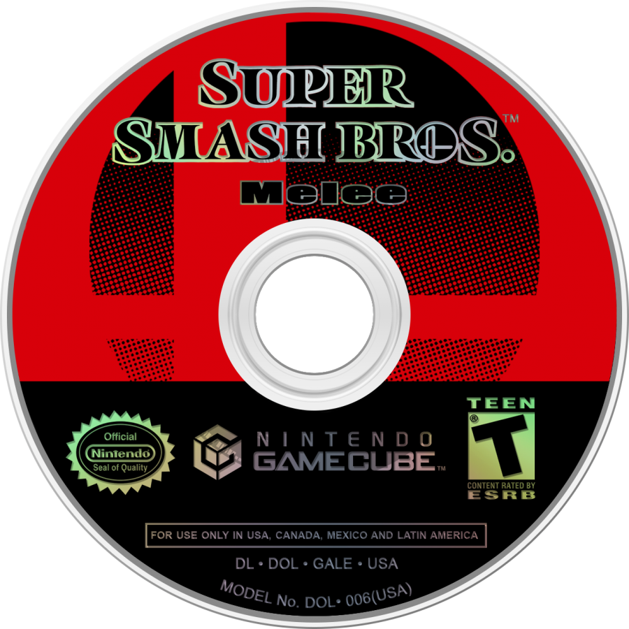 Super Smash Bros. Melee for Nintendo GameCube fighting party game featuring Mario Link Pikachu multiplayer versus mode competitive platform brawler gameplay disc
