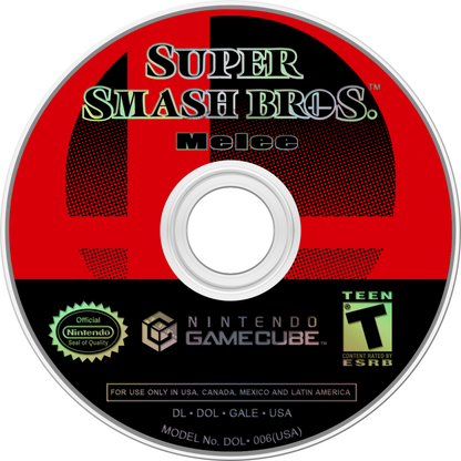Super Smash Bros. Melee for Nintendo GameCube fighting party game featuring Mario Link Pikachu multiplayer versus mode competitive platform brawler gameplay disc