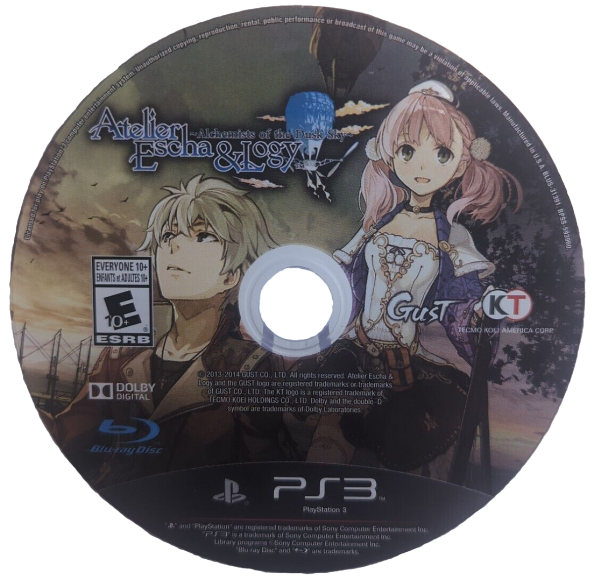 retro Atelier Escha and Logy Alchemists of the Dusk Sky PlayStation 3 PS3 cover art collectible JRPG anime fantasy game authentic classic gaming disc