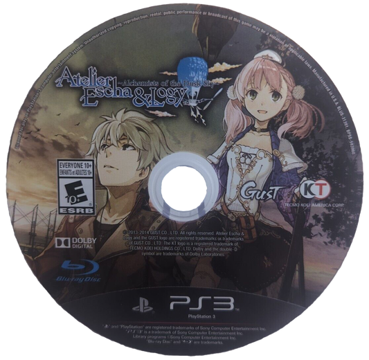 retro Atelier Escha and Logy Alchemists of the Dusk Sky PlayStation 3 PS3 cover art collectible JRPG anime fantasy game authentic classic gaming disc