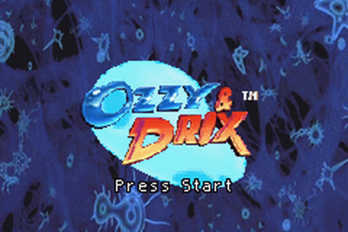 Ozzy and Drix start menu for Game Boy Advance (GBA) video game