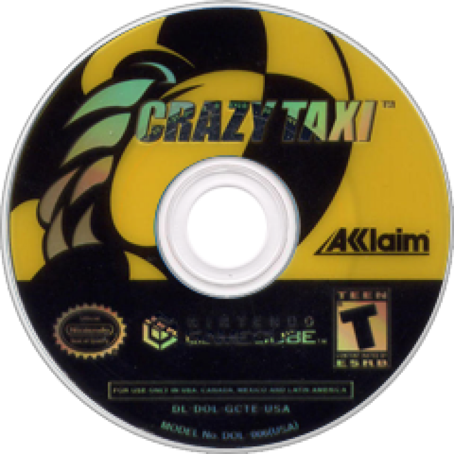 Crazy Taxi game disc art for Nintendo Gamecube (GC) video game. 
