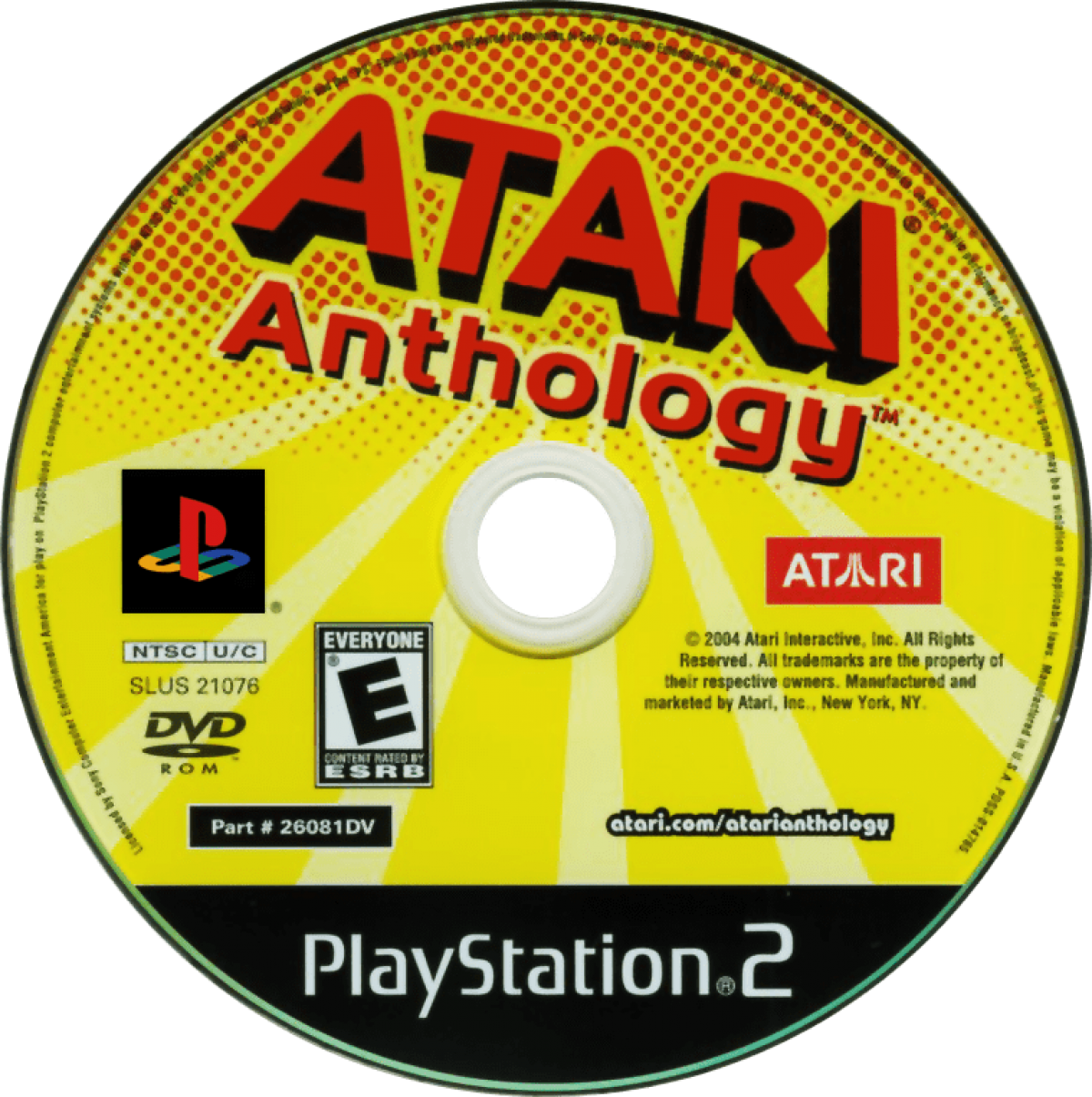 Atari Anthology PlayStation 2 PS2 video game, classic arcade and console game compilation, retro Atari titles collection, console title disc