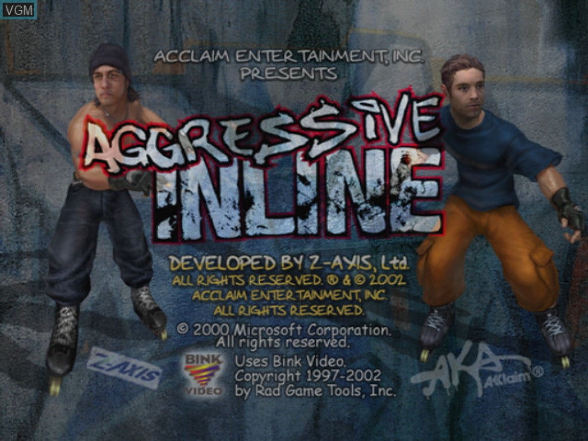 Aggressive Inline title screen for Xbox (XBOX) video game
