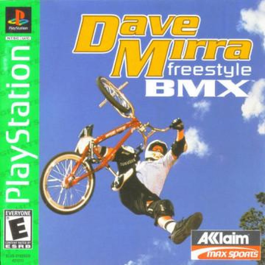 Dave Mirra Freestyle BMX Greatest Hits PlayStation 1 PS1 for retro video game enthusiasts featuring extreme sports gameplay freestyle BMX biking trick based challenges skatepark and street course competitions arcade style riding mechanics multiplayer action and collectible gaming appeal front cover  