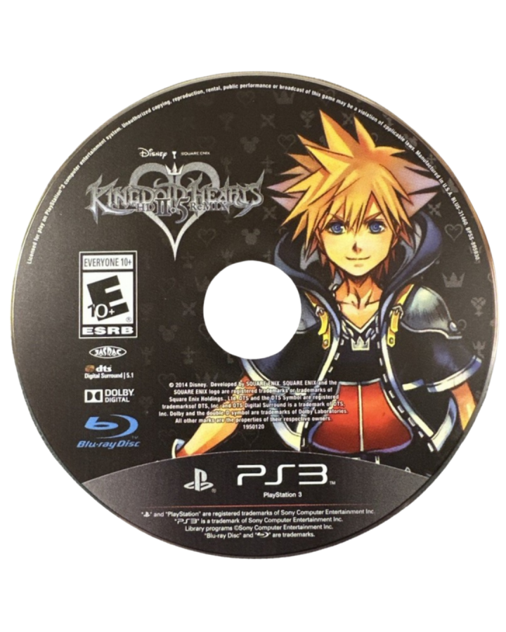 Kingdom Hearts HD 2.5 Remix PlayStation 3 high-definition compilation collection containing Kingdom Hearts II Final Mix Kingdom Hearts Birth by Sleep Final Mix and Kingdom Hearts Re:coded cinematic remastered action RPG Square Enix Disney worlds Sora Ventus Aqua Terra keyblade combat Heartless Organization XIII disc