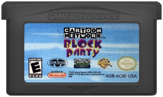 Cartoon Network: Block Party for Game Boy Advance – party mini-game collection cartridge featuring characters from Ed, Edd n Eddy, Johnny Bravo, Courage the Cowardly Dog, and Codename: Kids Next Door cartridge