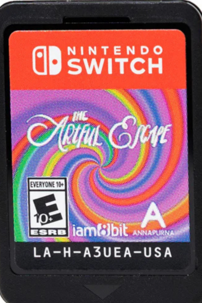 The Artful Escape Nintendo Switch inspired design featuring psychedelic musical adventure aesthetic cosmic guitar performances vibrant interstellar worlds imaginative self discovery journey dazzling visual style narrative driven exploration and artistic storytelling presentation cartridge 