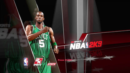 NBA 2K9 start screen for Xbox 360 (X360) sports basketball video game