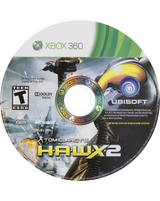 Tom Clancy’s H.A.W.X. 2 Xbox 360 video game, arcade-style flight combat, modern jet aircraft, military action gameplay, console title disc