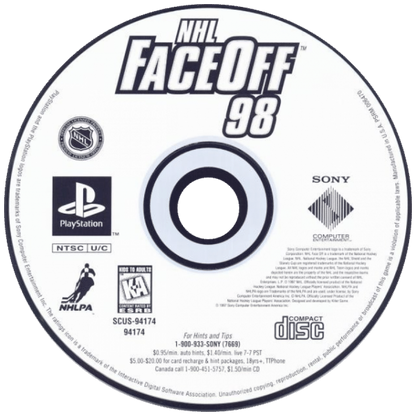 NHL FaceOff 98 disc for PlayStation 1 (PS1) retro ice hockey video game