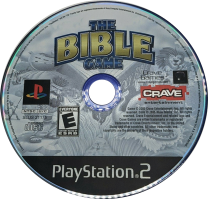 The Bible Game PS2 Sony PlayStation 2 party trivia game Christian themed quiz mini games family friendly Bible stories questions board game style gameplay multiplayer casual educational entertainment retro gaming PlayStation 2 software video game title disc