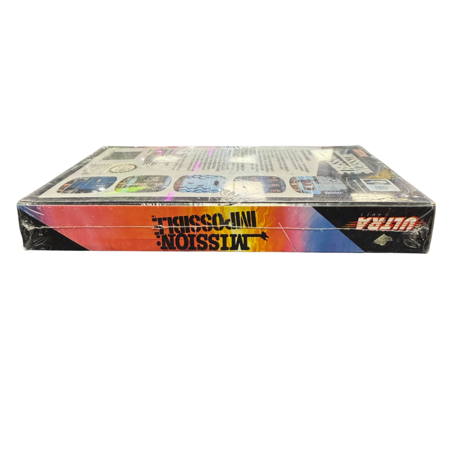 Mission Impossible Nintendo Entertainment System NES for action adventure video game fans featuring secret agent missions espionage gameplay enemy encounters stealth action weapons puzzle solving challenging levels and classic Nintendo Entertainment System gaming collectible appeal side of box