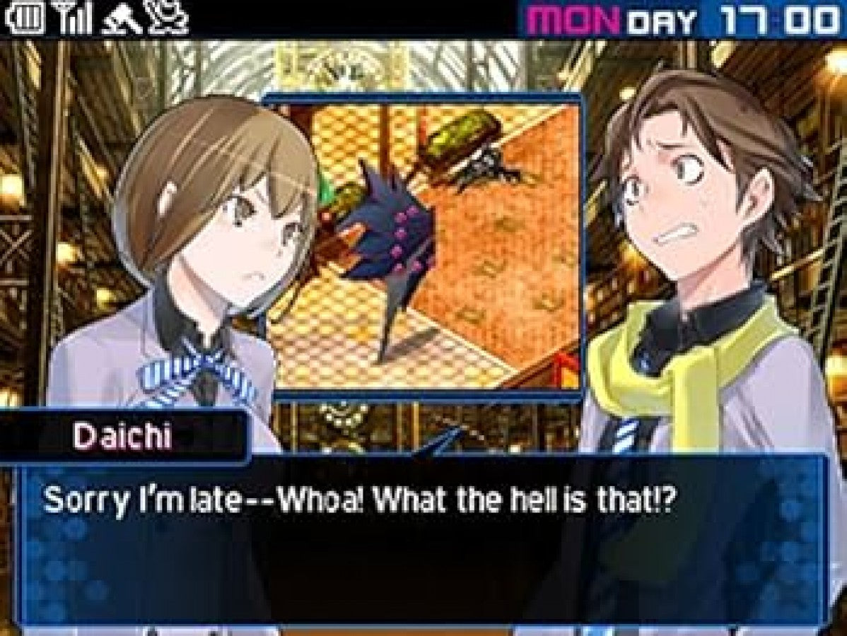 Shin Megami Tensei Devil Survivor 2 game for the Nintendo DS featuring tactical RPG gameplay with strategic grid based battles demon summoning character driven storylines and apocalyptic survival themes in modern Japan gameplay