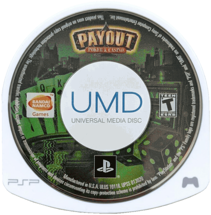 Payout Poker and Casino PlayStation Portable PSP for retro video game enthusiasts featuring casino simulation gameplay poker blackjack slot machines classic table games handheld entertainment card game challenges and collectible gaming appeal UMD 