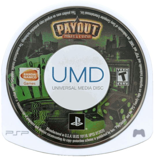 Payout Poker and Casino PlayStation Portable PSP for retro video game enthusiasts featuring casino simulation gameplay poker blackjack slot machines classic table games handheld entertainment card game challenges and collectible gaming appeal UMD 