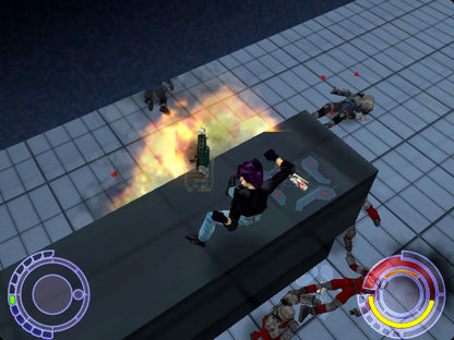 Oni for PlayStation 2 third person action game featuring futuristic cyberpunk setting martial arts combat shooting missions anime inspired story gameplay gameplay  