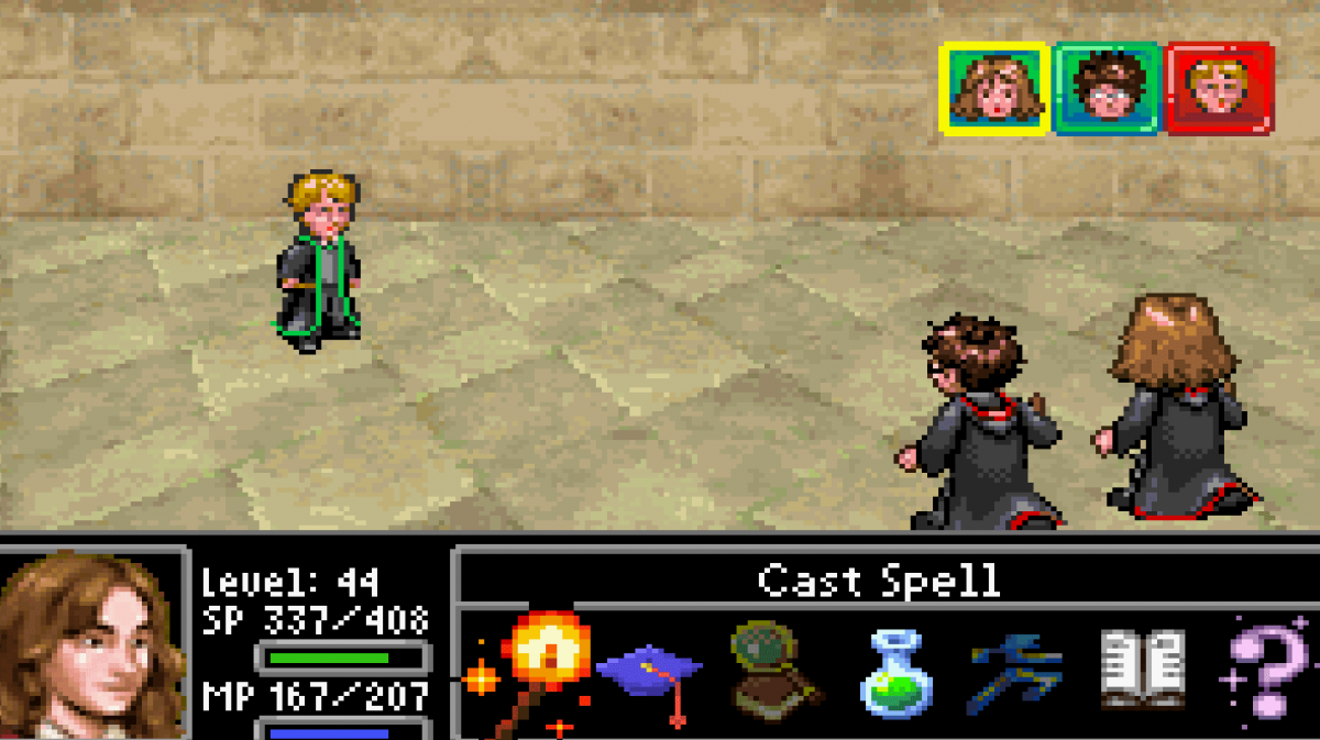 Harry Potter and the Sorcerers Stone Game Boy Advance GBA action-adventure video game based on the first film book top-down perspective spell casting potion making puzzle solving and exploring Hogwarts gameplay screenshot
