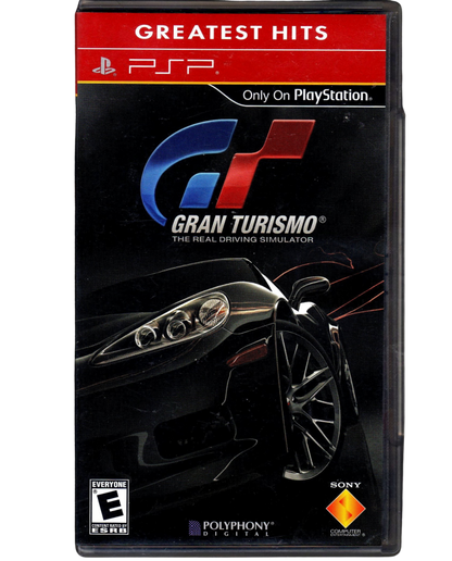 Gran Turismo Greatest Hits PSP Sony PlayStation Portable racing simulation game realistic driving physics car collection motorsport Polyphony Digital Gran Turismo series handheld racing career mode time trials PSP software video game title front cover 