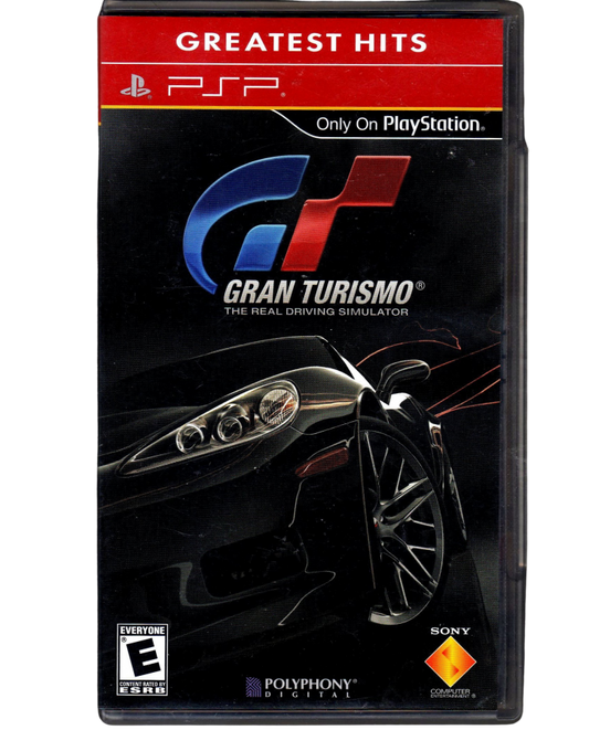 Gran Turismo Greatest Hits PSP Sony PlayStation Portable racing simulation game realistic driving physics car collection motorsport Polyphony Digital Gran Turismo series handheld racing career mode time trials PSP software video game title front cover 